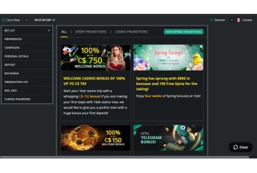 1Bet Kasino - promotions Seite.