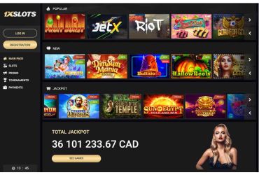 1xslots - Hauptseite des Casinos
