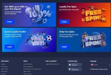 Betmaster Kasino - Liste der Aktionen.