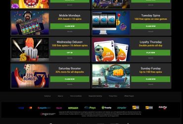 Go Wild Kasino - Liste der Aktionen.