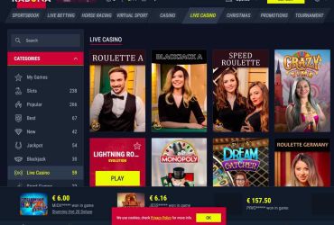 Rabona Kasino - Live Kasino Seite.