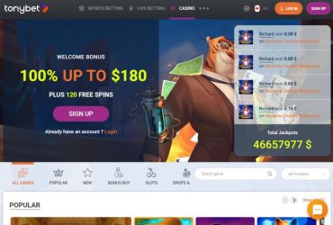 TonyBet Casino - Hauptseite