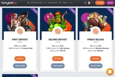 TonyBet Casino - Aktionen und Boni