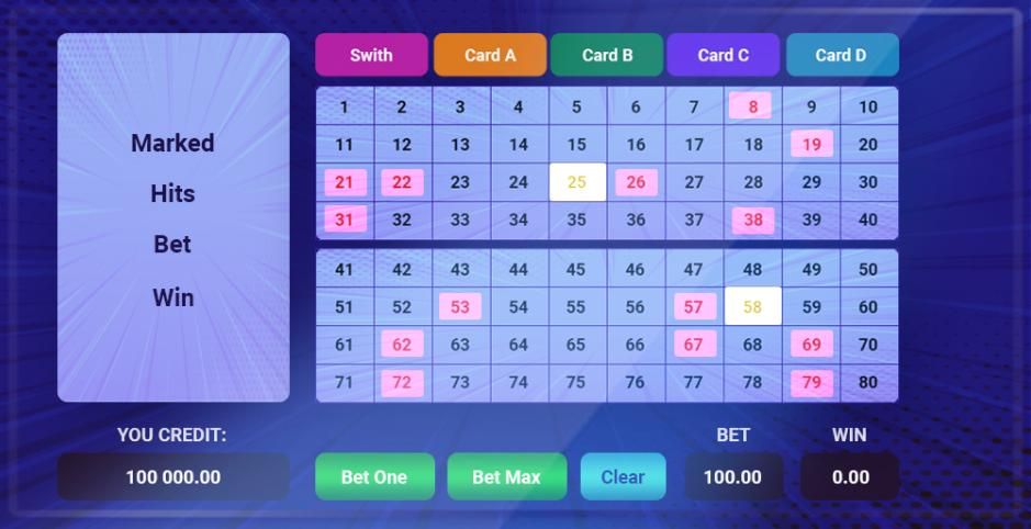 Wählen Sie die Zahlen und platzieren Sie Ihre Wetten