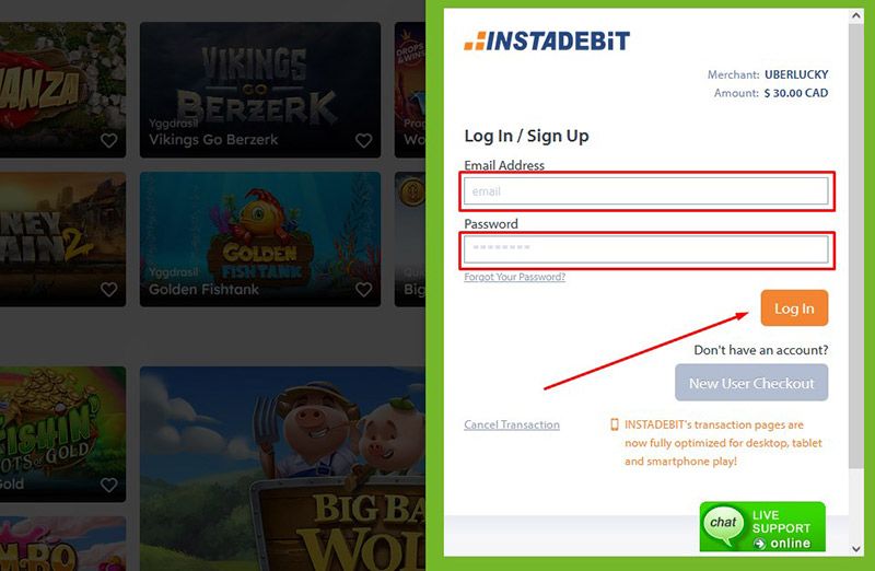 Der letzte Schritt der Einzahlung