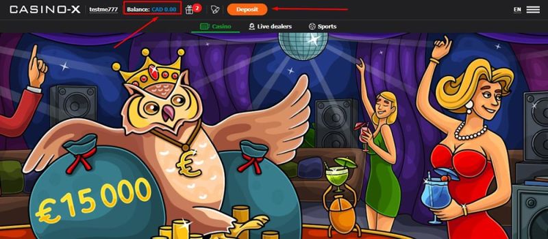 Schaltfläche "Einzahlung"