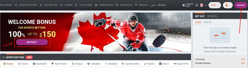 Schaltfläche 'Einzahlung'