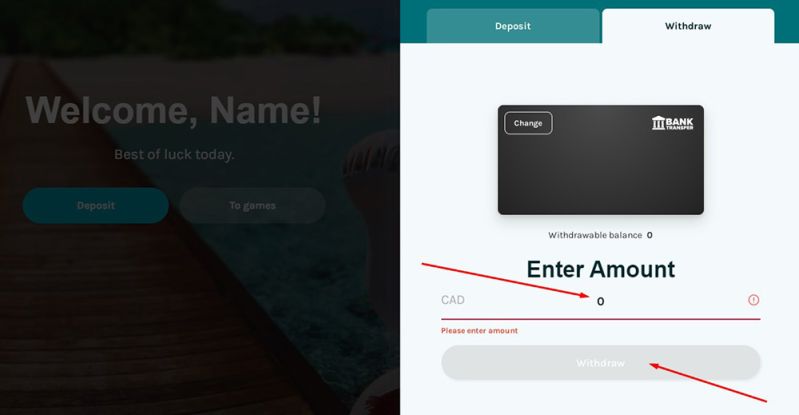Auszahlung mit Banküberweisung