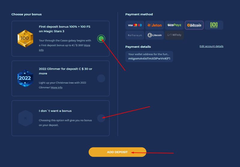 In einem Casino einzahlen