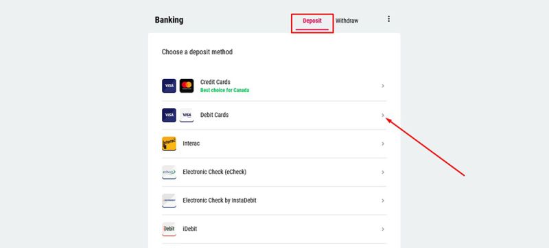 Debitkarteneinzahlung