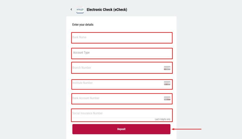 Einzahlung mit eCheck