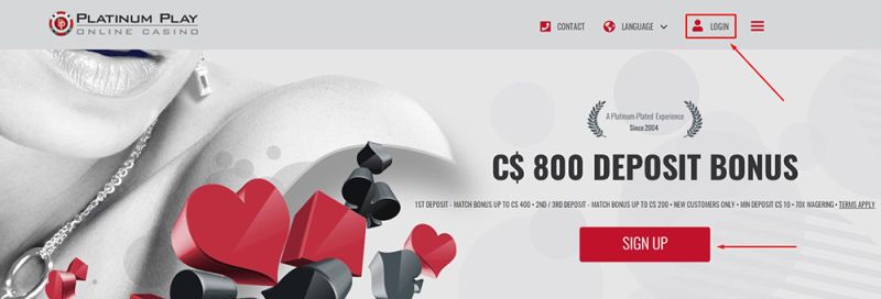 Erstellen eines Kontos in einem Casino